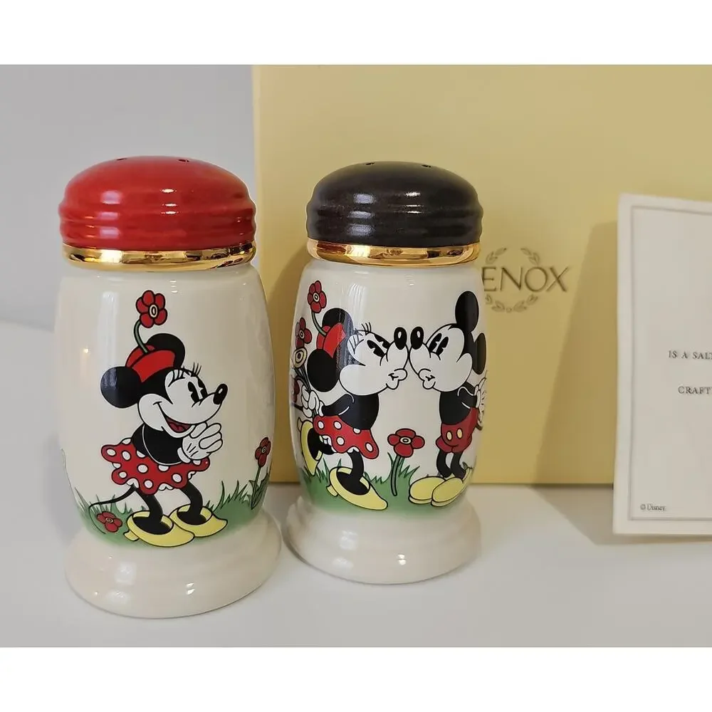 New Box Lenox Mickey Minnie Salt Pepper Shakers Love At First Sight COA Disney